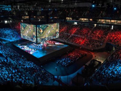 Depicting an esports stadium.